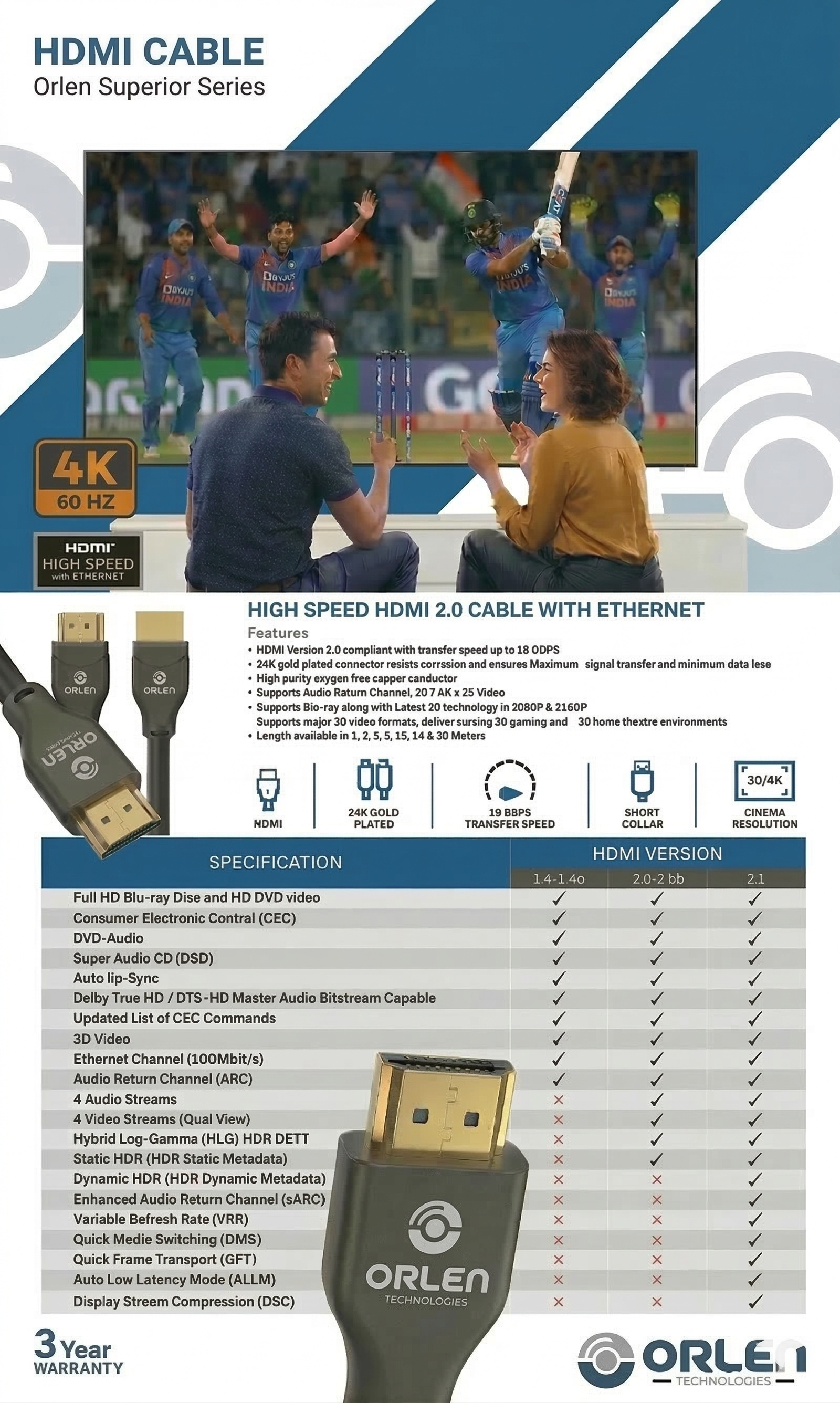HDMI 4K 2.0V Cable - View 1